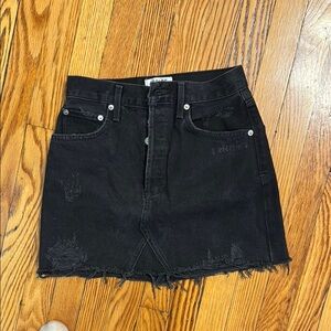 Agolde Black Frayed Mini Skirt